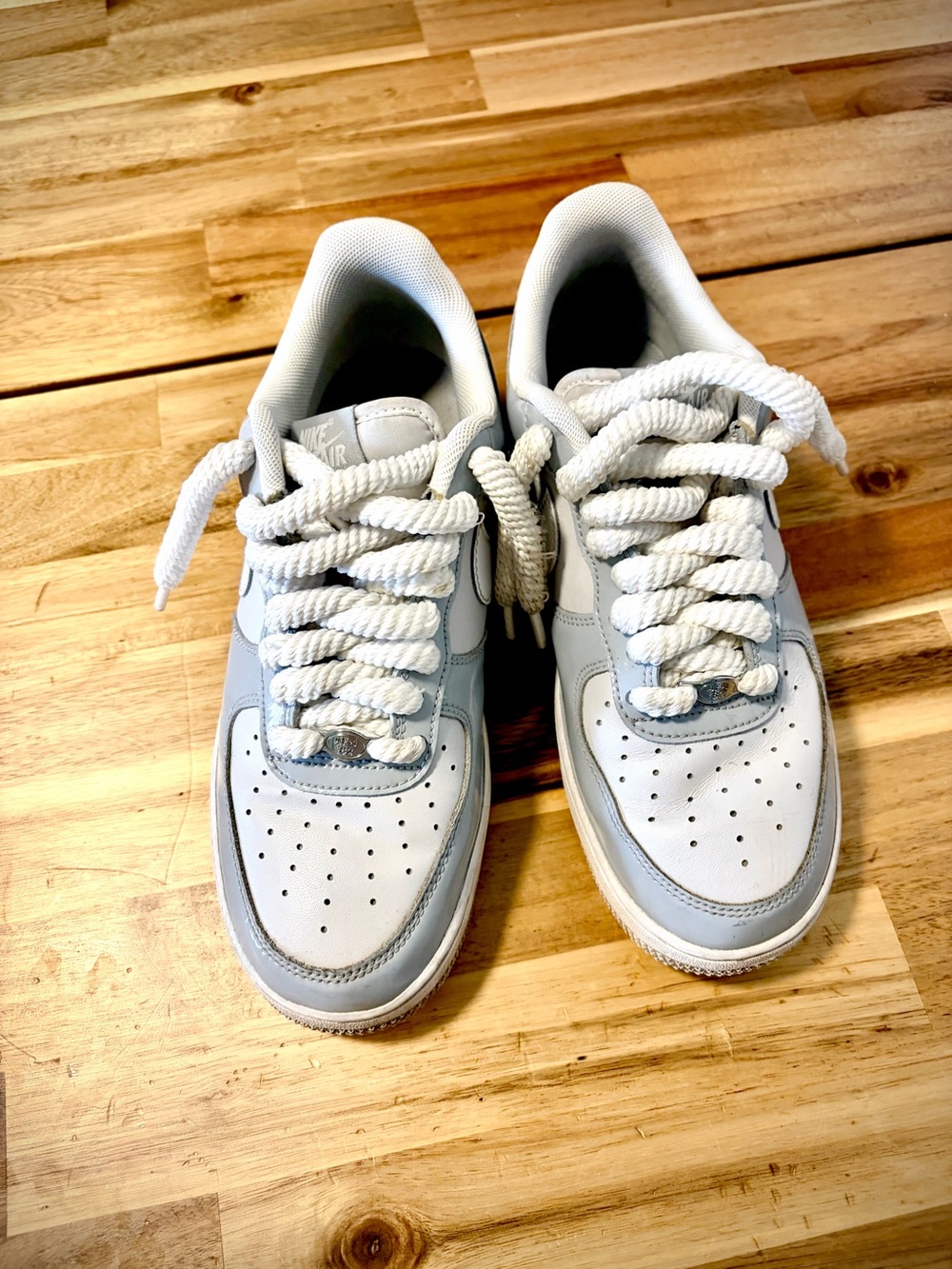 Nike Low-Top Sneakers in White and Light Gray AF1s